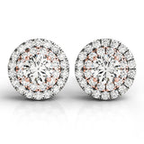 Rose Gold Round Diamond Halo Earrings