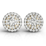 Round Diamond Halo 14K Yellow Gold Earring Set