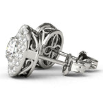 Platinum White Diamond Halo Earrings