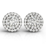 Platinum White Diamond Halo Earrings