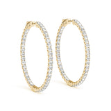 18K Yellow Gold Diamond Inside Out Hoop Earrings