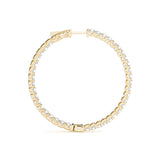 14K Yellow Gold Diamond Inside Out Hoop Earrings