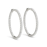 White Gold Lab Diamond Inside Out Hoop Earrings
