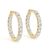 18K Yellow Gold Diamond Inside Out Hoop Earrings