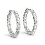 14K Gold Round Diamond Inside Out Hoop Earrings