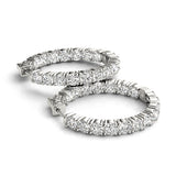 14K Gold Round Diamond Inside Out Hoop Earrings