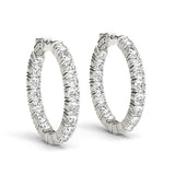 14K White Gold Diamond Inside Out Hoop Earrings
