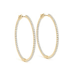 14K Yellow Gold Diamond Inside Out Hoop Earrings