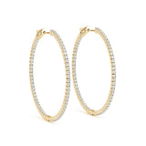 14K Yellow Gold Diamond Inside Out Hoop Earrings