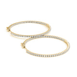 18K Yellow Gold Diamond Inside Out Hoop Earrings