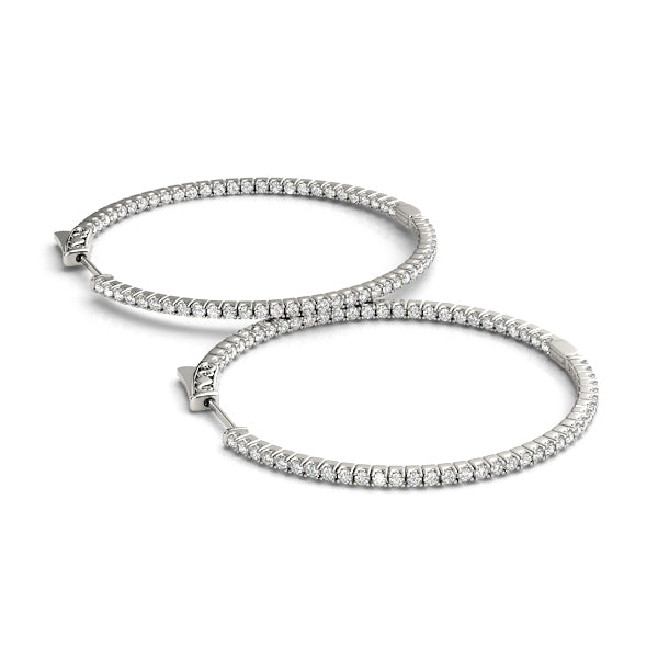 18K White Gold Diamond Inside Out Hoop Earrings