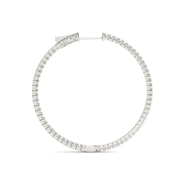White 14K Gold Lab Diamond Inside Out Hoop Earrings