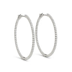 18K White Gold Diamond Inside Out Hoop Earrings