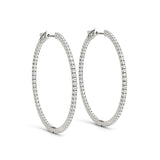 18K White Gold Diamond Inside Out Hoop Earrings