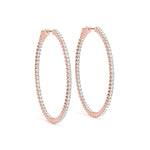 14K Rose Gold Diamond Inside Out Hoop Earrings