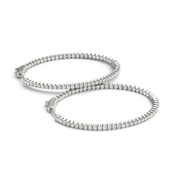 14K White Gold Lab Diamond Inside Out Hoop Earrings