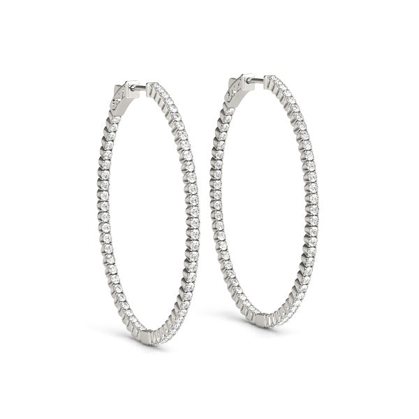 14K White Gold Lab Diamond Inside Out Hoop Earrings