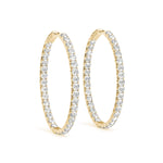 14K Yellow Gold Lab Diamond Inside Out Hoop Earrings