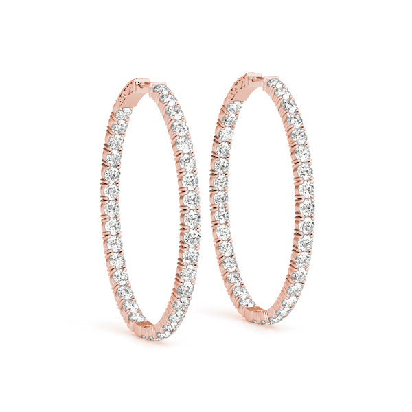 18K Rose Gold Lab Diamond Inside Out Hoop Earrings
