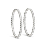 18K White Gold Diamond Inside Out Hoop Earrings