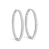 14K White Gold Lab Diamond Inside Out Hoop Earrings