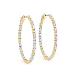14K Yellow Gold Lab Diamond Inside Out Hoop Earrings
