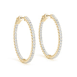 14K Yellow Gold Lab Diamond Inside Out Hoops