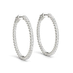 18K White Gold Lab Diamond Inside Out Hoop Earrings