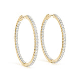 14K Yellow Gold Diamond Inside Out Hoop Earrings