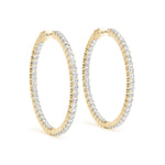 18K Yellow Gold Diamond Inside Out Hoop Earrings