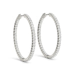 14K White Gold Diamond Inside Out Hoop Earrings