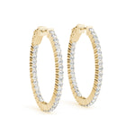 18K Yellow Gold Diamond Inside Out Hoop Earrings