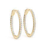 18K Yellow Gold Diamond Inside Out Hoop Earrings