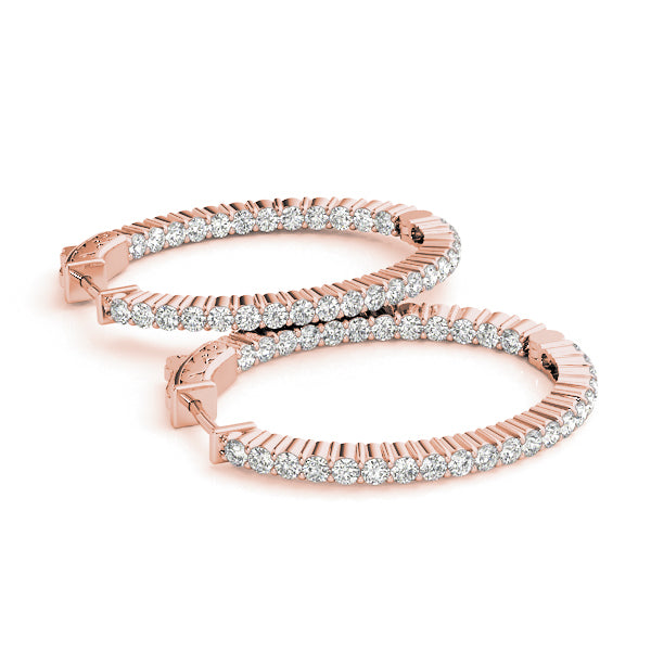 18K Rose Gold Lab Diamond Inside Out Hoop Earrings