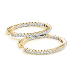 18K Yellow Gold Diamond Inside Out Hoop Earrings