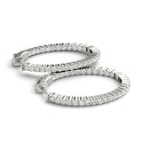 White 14K Gold Diamond Inside Out Hoop Earrings