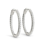White 14K Gold Diamond Inside Out Hoop Earrings