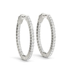 18K White Gold Diamond Inside Out Hoop Earrings