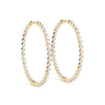18K Yellow Gold Diamond Inside Out Hoop Earrings