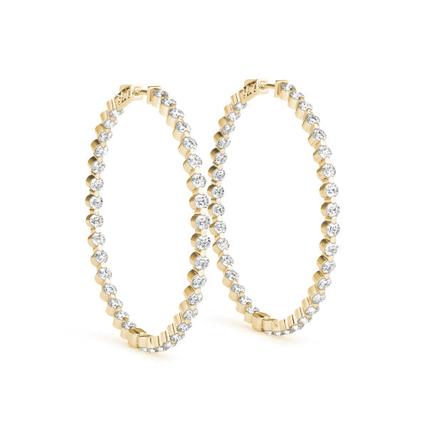 18K Yellow Gold Diamond Inside Out Hoop Earrings
