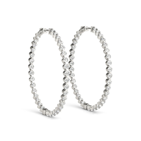 14K Gold Lab Diamond Round Inside Out Hoop Earrings