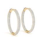 18K Yellow Gold Lab Diamond Pave Hoop Earrings