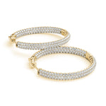 18K Yellow Gold Lab Diamond Pave Hoop Earrings