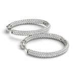 White 14K Gold PavÃ© Diamond Hoop Earrings