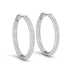 White 14K Gold PavÃ© Diamond Hoop Earrings
