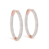 Rose Gold Lab Diamond 3-Row Oval Hoop Earrings