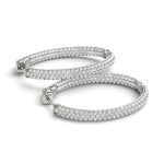 14K White Gold Lab Diamond Oval Hoop Earrings