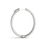 14K White Gold Lab Diamond Oval Hoop Earrings