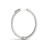 White Gold Lab Diamond 3-Row Oval Hoop Earrings