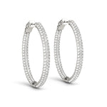 White Gold Lab Diamond 3-Row Oval Hoop Earrings